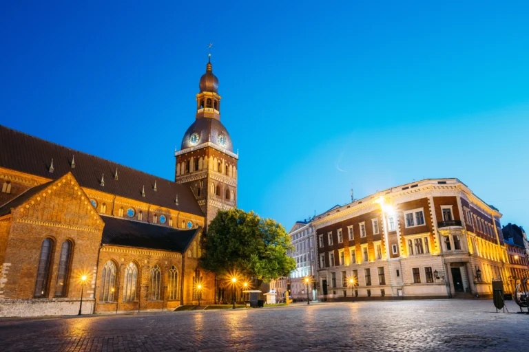 riga latvia dome square dome cathedral in evenin 2025 02 25 13 51 06 utc